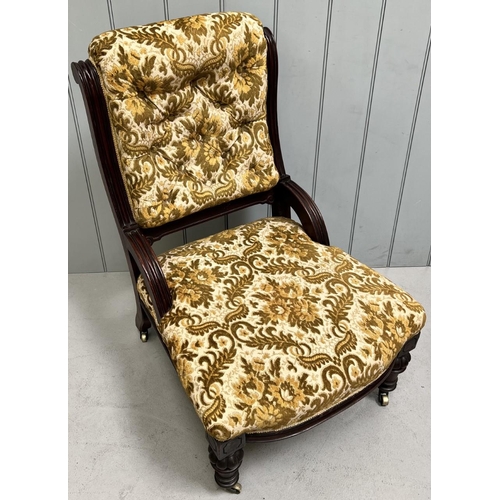 148B - An upholstered, Edwardian lounge chair. Dimensions(cm) H90(39 to seat), W54, D70.