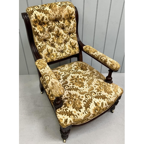 148A - An upholstered, Edwardian library chair. Dimensions(cm) H96(39 to seat), W66, D84.