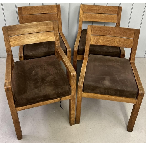 164 - A set of four vintage, oak dining chairs, with upholstered seat cushions, from the Habitat Radius ra... 