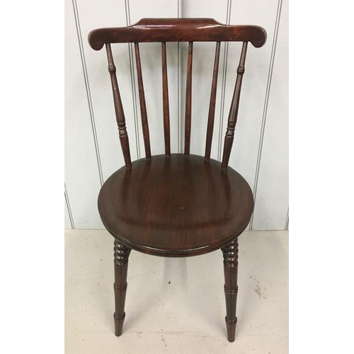 165 - A vintage, mahogany, spindle-backed hall chair. Dimensions(cm) H84(47 to seat), W42, D48.