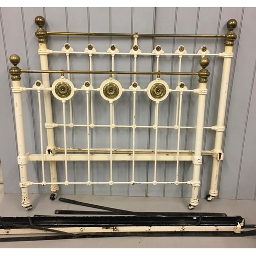 191 - A Victorian brass and metal double bed frame comprising of headboard, footboard, iron supports & met... 