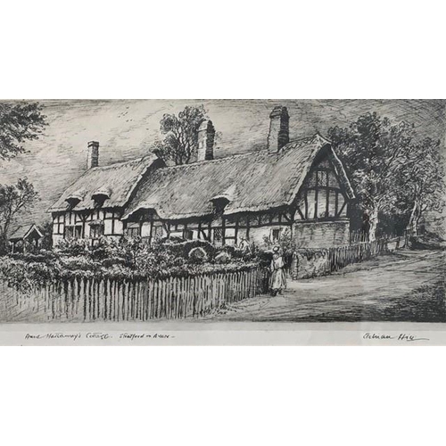 340 - ADRIAN KEITH GRAHAM HILL (BRITISH 1895-1977). 'Anne Hathaway's Cottage', signed/framed etching. Fram... 