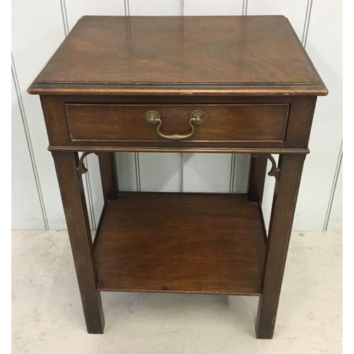 28 - A vintage, mahogany hall table, with single drawer. Dimensions(cm) H67, W49, D43.