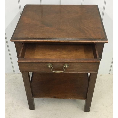 28 - A vintage, mahogany hall table, with single drawer. Dimensions(cm) H67, W49, D43.