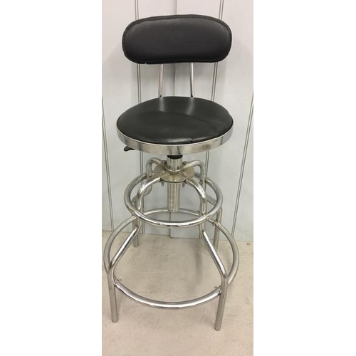 29 - A vintage, height adjustable, chrome & vinyl barstool. Dimensions(cm) H96-108 (72-84 to seat), W52, ... 