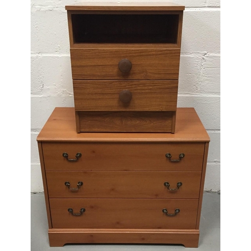 78 - A three drawer bedroom chest of drawers, together with a two drawer bedside cabinet. Dimensions(cm) ... 