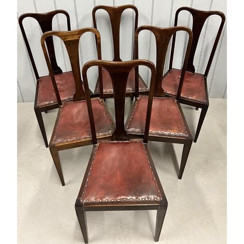 166 - A set of six, leather seated, antique dining chairs. One requires minor restoration.
Dimensions(cm) ... 