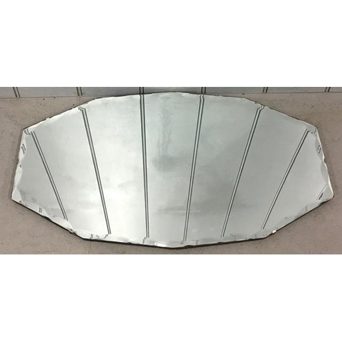 173 - A vintage, decagonal mirror. scalloped/bevelled-edged. 40cm x 69cm.