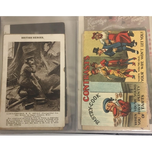 266 - An album of Bruce Bairnsfather postcards. Includes:- Series 1, 6 Cards; Series 2, 6 Cards; Series 3,... 