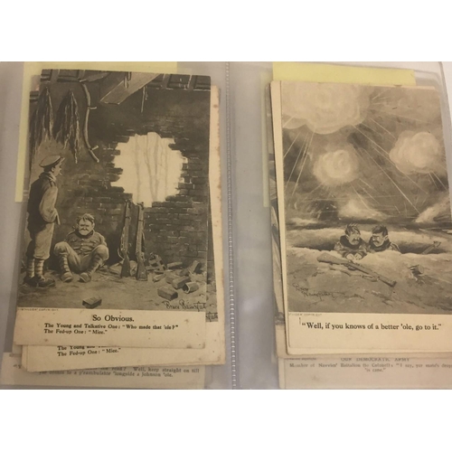 266 - An album of Bruce Bairnsfather postcards. Includes:- Series 1, 6 Cards; Series 2, 6 Cards; Series 3,... 