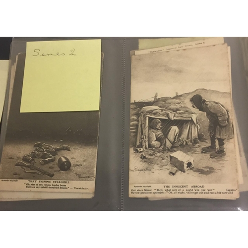 266 - An album of Bruce Bairnsfather postcards. Includes:- Series 1, 6 Cards; Series 2, 6 Cards; Series 3,... 