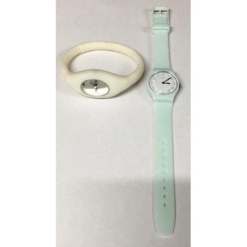 398 - Two retro ladies watches. Swatch (mint green, white face) & Breo (cream, rubber strap)