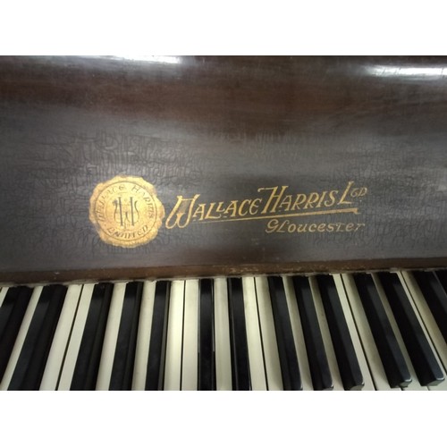 46 - A mahogany, upright piano from c.1930's, by Wallace Harris Ltd, Gloucester. Serial no. SN3545. Dimen... 