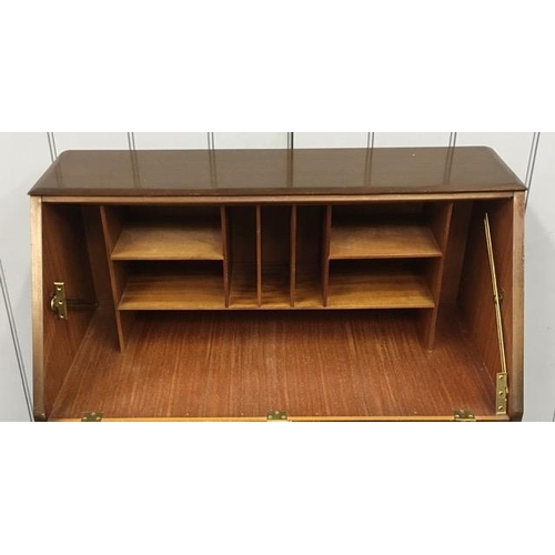 107 - A vintage 1950's bureau. Fall front desk area, with single drawer & double-door cupboard. Dimensions... 