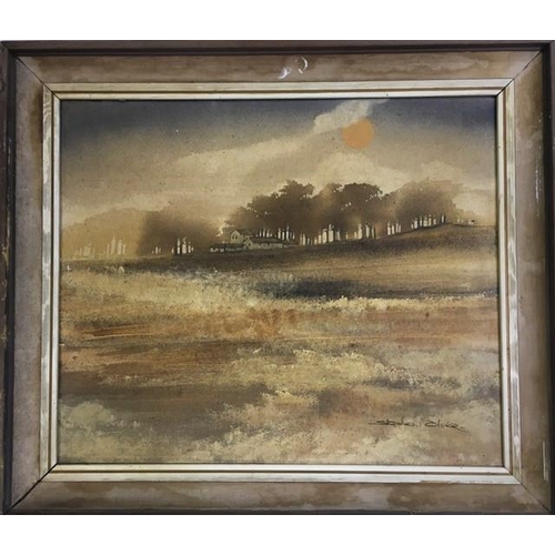 304 - A framed oil on canvas, signed by artist Stephen Oliver. Framed dimensions(cm) H64, W75.