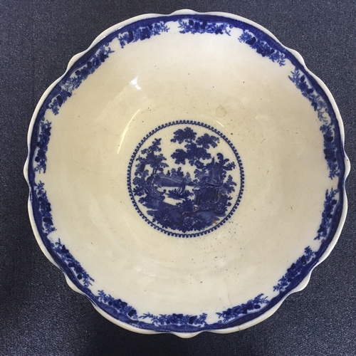 533 - An English Staffordshire, blue & white transfer printed, punch bowl. Height 18cm, diameter 35cm.