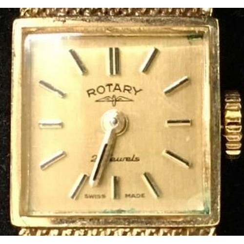 395 - A vintage, 9ct gold, 21 jewel, ladies cocktail watch. by 'Rotary'. Tested & appears in full working ... 