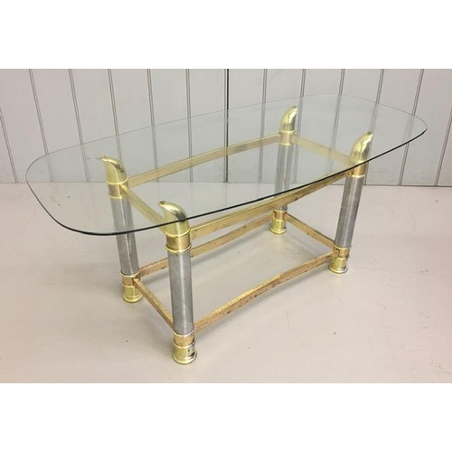 16 - A retro glass coffee table. Dimensions(cm) H47, W109, D52.