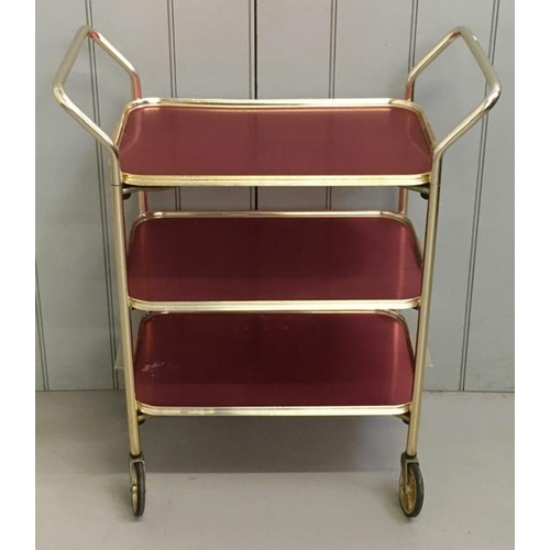 121 - A mid-century tea trolley, with removable trays, by Woodmet. Dimensions(cm) H83, W72, D38.