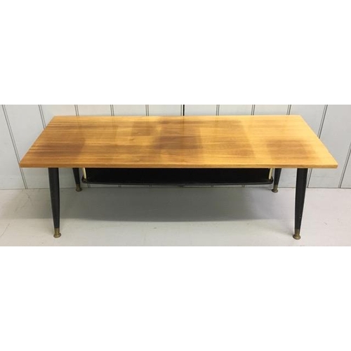 122 - A mid-century coffee table, with suspended shelf. Dimensions(cm) H38, W107, D40.