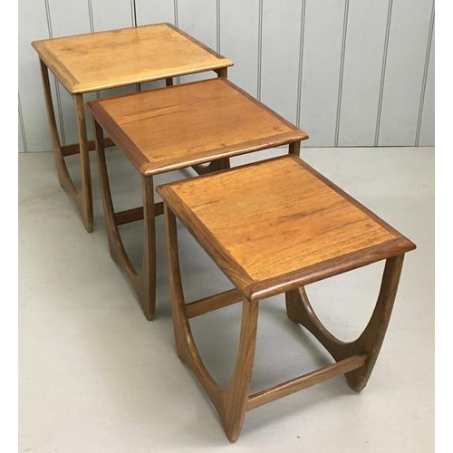 124 - A mid-century, G-Plan Astro, nest of three teak tables. Largest dimensions(cm) H52, W50, D50.