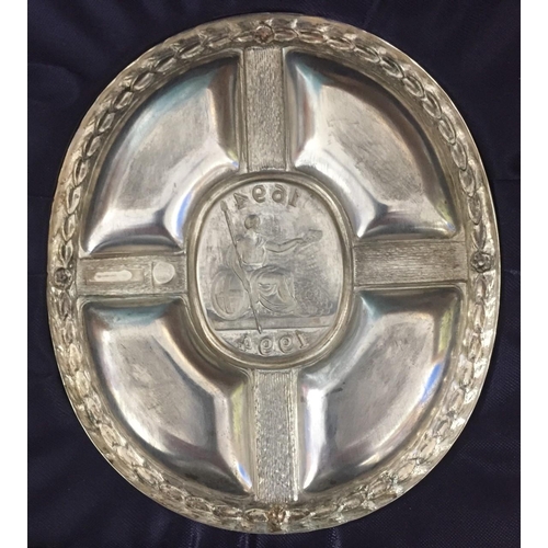 423 - A commemorative Britannia silver dish, designed & made by Christopher Lawrence to commemorate the 30... 