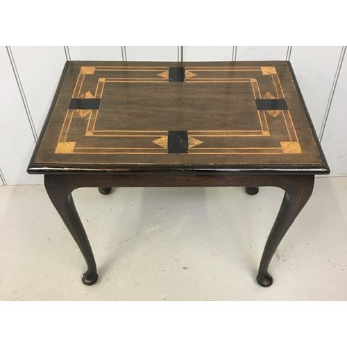 24A - A reproduction, inlaid coffee table, with cabriole legs. Dimensions(cm) H49, W57, D42.