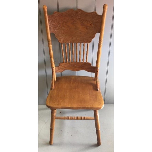 149 - A single, carved, hall chair. Dimensions(cm) H109, W50, D52.