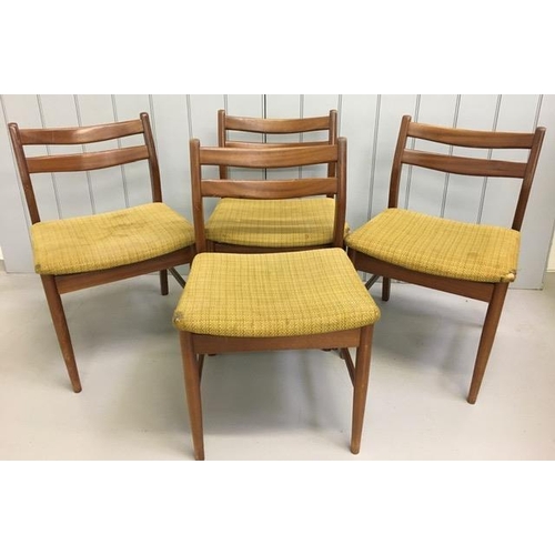 159 - A set of four, mid-century dining chairs. Dimensions(cm) H78(46 to seat), W47, D47.