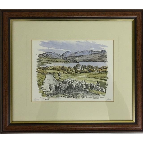 384L - A signed, framed, limited edition print by Geoffrey Lockey. Gathering in The Flock (31/450). Framed ... 