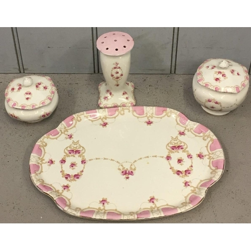 564 - A pretty whieldon ware 'Elite' dressing table set, by F Winkle & Co. ltd.