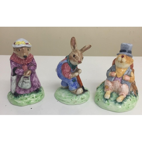 595 - Three Wedgwood figures from the 'Oakapple Wood' range. Includes, Grandma Snuffles, Rafferty and Lop-... 