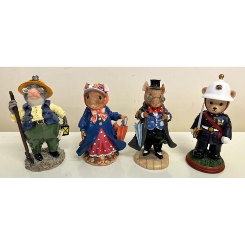 601 - A collection of 4 figurines. 3 by 'Regency Fine Arts', including 'Ted Mole', 'Poppy Meadowsweet' & '... 