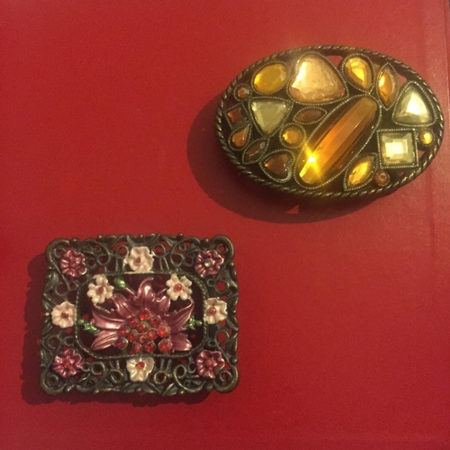 674 - Two vintage, ladies belt buckles.