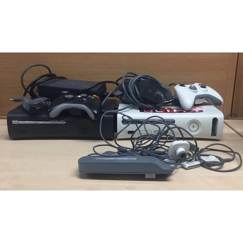 751 - Two Xbox 360 consoles & controllers, together with camera & other accessories. Untested.