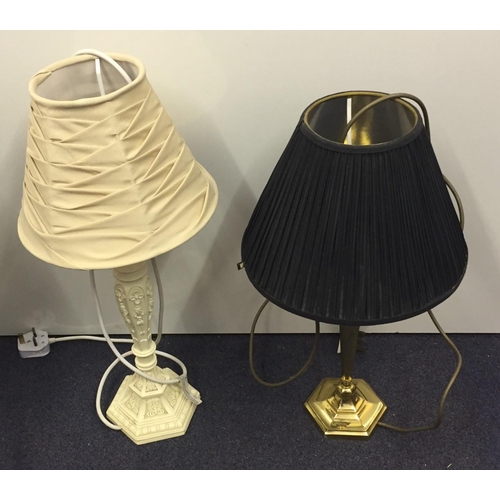 789 - A brass based table lamp, together with a Laura Ashley, resin based lamp.