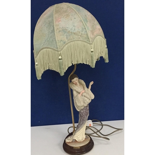 815 - A stylish, porcelain figurine lamp, by Belcari. Height 72cm. Tested & appears in full working order.