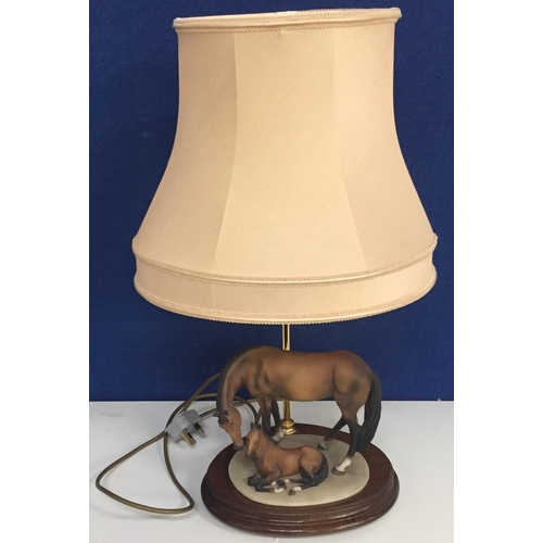 816 - A charming Belcari lamp, with mare & foal figures. Height 52cm. Tested & appears in full working ord... 