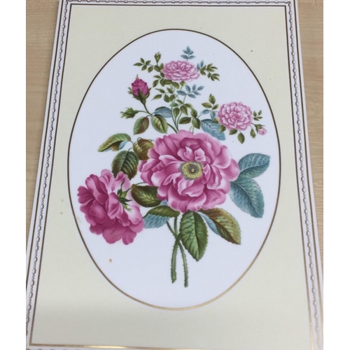 538 - A Royal Worcester 'Rose Collection' tile, a Minton tile, together with a hanging tapestry.