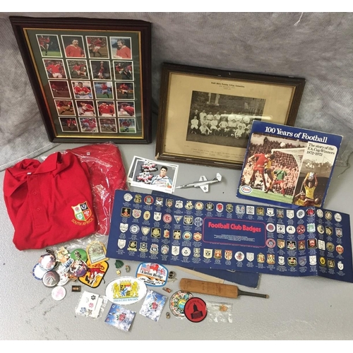 748L - A mixed lot of sporting items, including two British Lions rugby shirts from the South Africa 2009 t... 