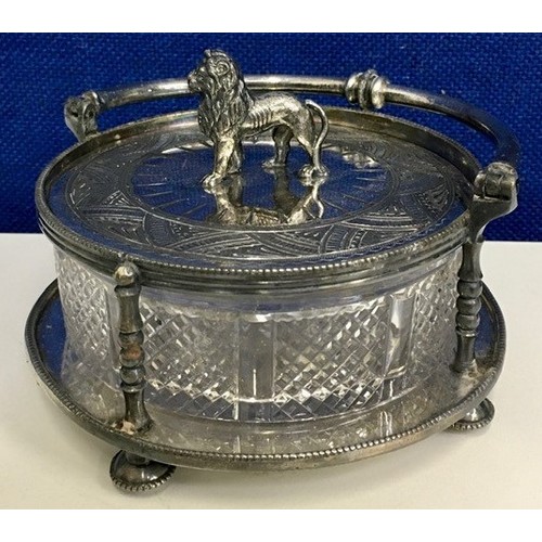 435 - A charming, Victorian Butter Dish, by Philip Ashberry & Sons. Silver-plated lid, with cut glass butt... 