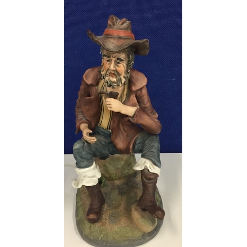 503 - A vintage old man with pipe figurine.