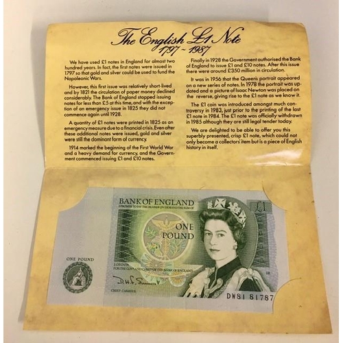 1665 - A 1954 Commercial Bank of Scotland £1 note, a Clover presentation note, together with two commemorat... 