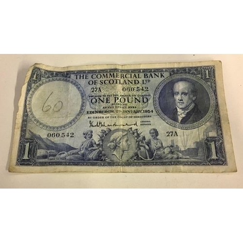 1665 - A 1954 Commercial Bank of Scotland £1 note, a Clover presentation note, together with two commemorat... 