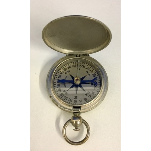 A boxed WWII USA pocket compass by Longines Wittnauer. Case