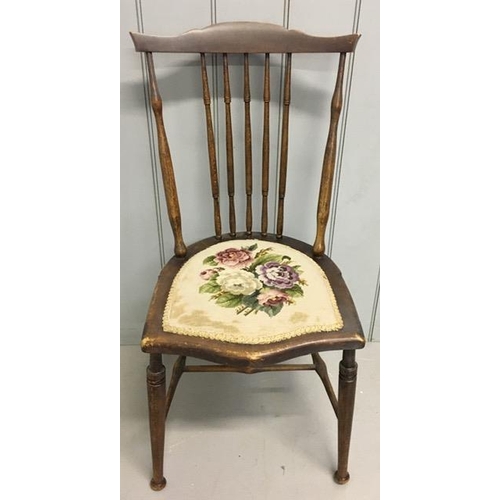 152 - An Edwardian spindle-backed, tapestry seated occasional chair. Dimensions(cm) H87(45 to seat), W42, ... 