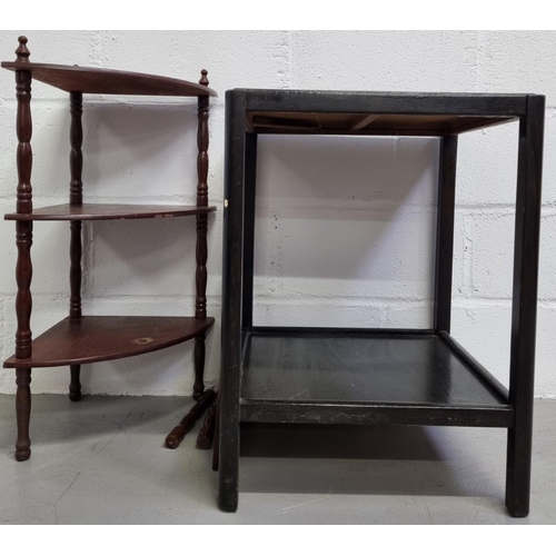 20 - A painted wood, set of tiered corner shelves (Height (cm) 98.5), together with a lightweight, lacque... 