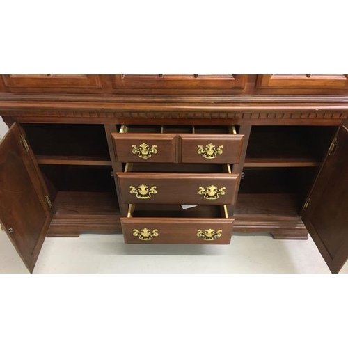 42 - A vintage, large display cabinet. Sideboard-style base, with upper level glazed display cabinet. Dim... 