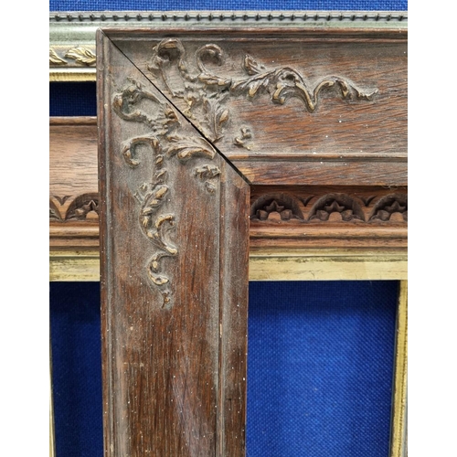 317 - A trio of nicely carved, antique wooden picture/portrait frames. Widest frame dimensions (cm) H63, W... 