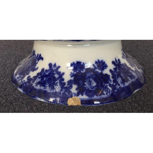 533 - An English Staffordshire, blue & white transfer printed, punch bowl. Height 18cm, diameter 35cm.